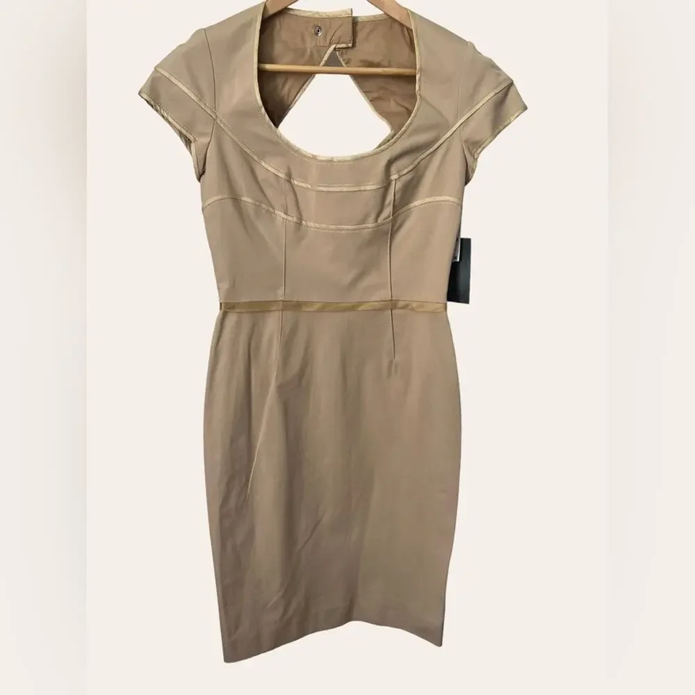 Zac Posen Khaki Eclipse Sheath Cocktail Dress Size 6 - Picture 5 of 16